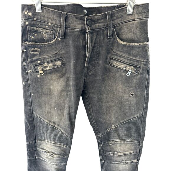 Hudson The Blinder Biker Moto Skinny Denim Jeans Charcoal Black Size 30 - Picture 3 of 8